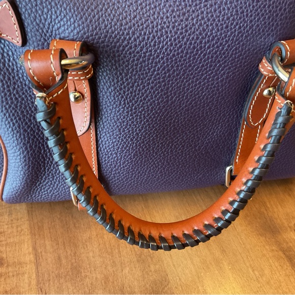 Dooney & Bourke Plum Wine Pebbled Leather Satchel with Whip Stitch - Picture 14 of 16